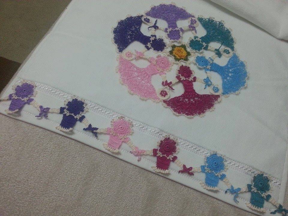 bebek modelli renkli havlu kenarı modelleri Örgü Dantel