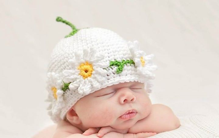 papatyalı bebek şapkası