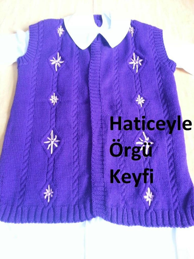 Burgulu baklava desenli işlemeli bayan yelek yapımı